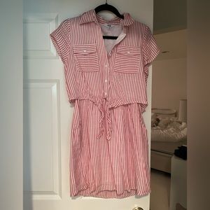 BB DAKOTA pink stripped cotton dress